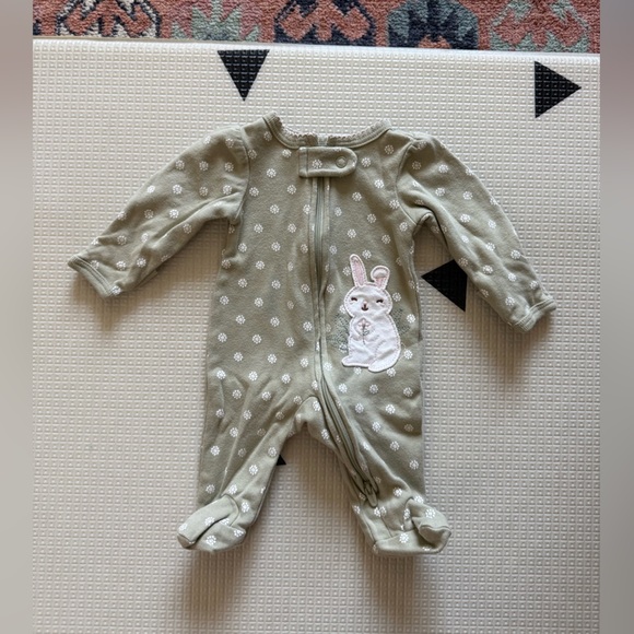 Carter’s|Baby girl Sage green ditsy floral with Bunny One Piece,footsies••• - Picture 3 of 4